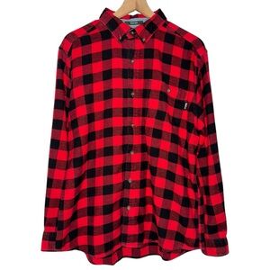 Woolrich Cotton‎ Plaid Checkered Flannel Long Sleeve Collared Button Down Mens